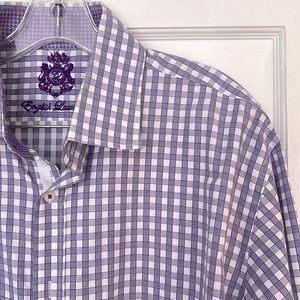 ENGLISH LAUNDRY lavender and white windowpane plaid dress shirt